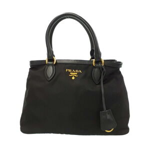 Prada Black Nylon Bauletto Handbag black saffiano leather